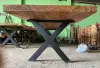  Product image 3 of the product “Natural wood table suar with metal legs X-style, 304cm length, 115cm width, 83.5cm height. Table top 7cm thickness ”